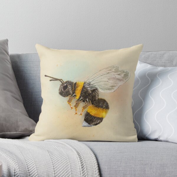 Bumble Bee-Square on Cream (PCD3148) Throw Pillow