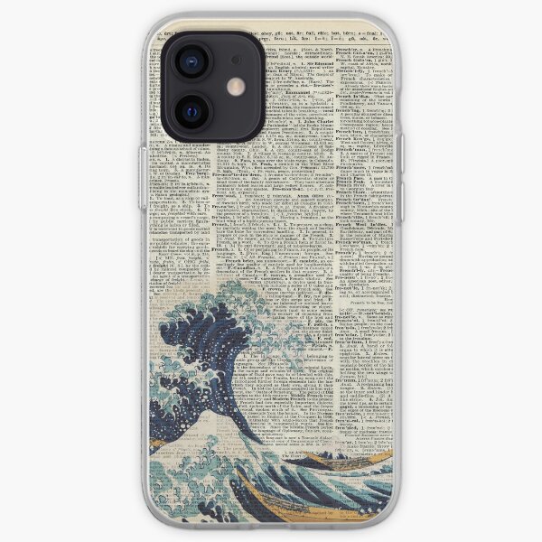 Dictionary Art - The Great Wave off Kanagawa, Sea, Waves iPhone Soft Case