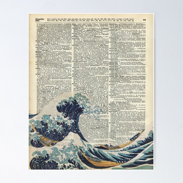Artikel-Vorschau von Wörterbuch-Kunst - die große Welle vor Kanagawa, Meer, Wellen, designt und verkauft von DictionaryArt.