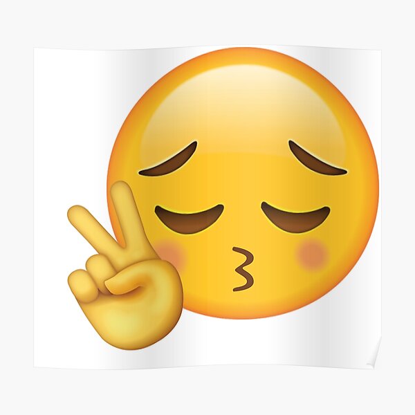 "Sad Peace Sign Emoji" Poster for Sale by ArtsyJulez Redbubble