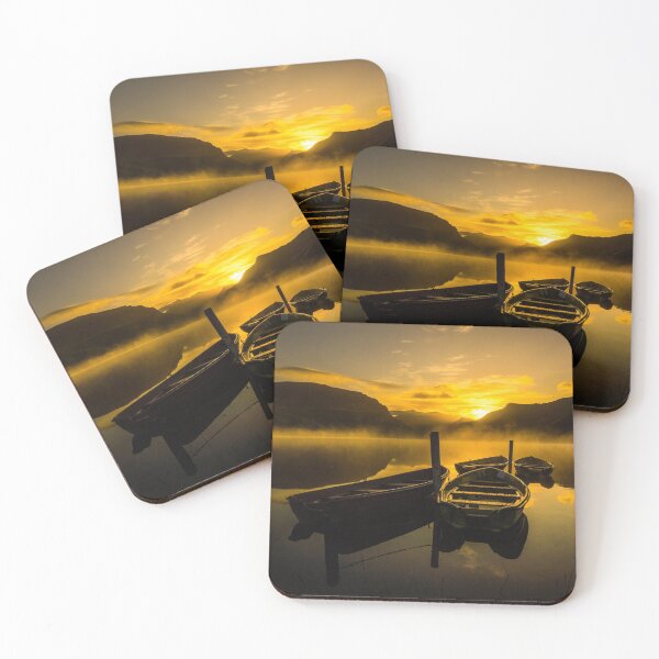 Item preview, Dawn over Snowdon's boats on Nantlle Lake designed and sold by DafyddEm.