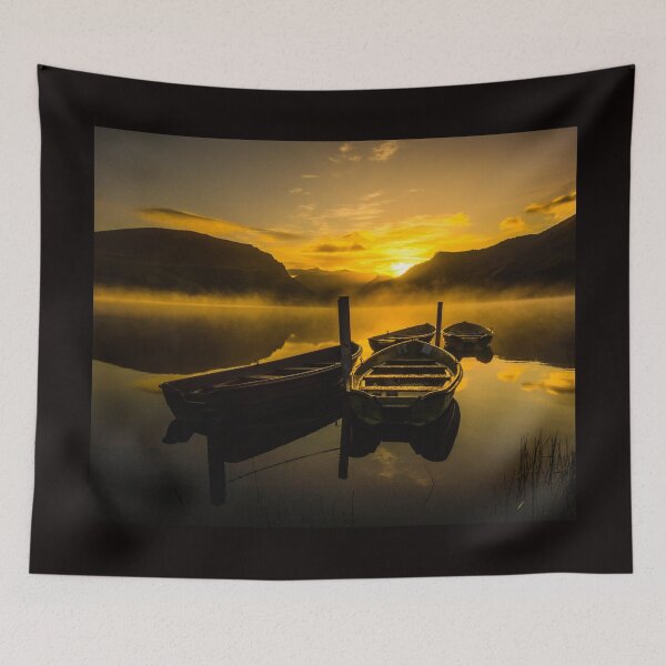 Item preview, Dawn over Snowdon's boats on Nantlle Lake designed and sold by DafyddEm.