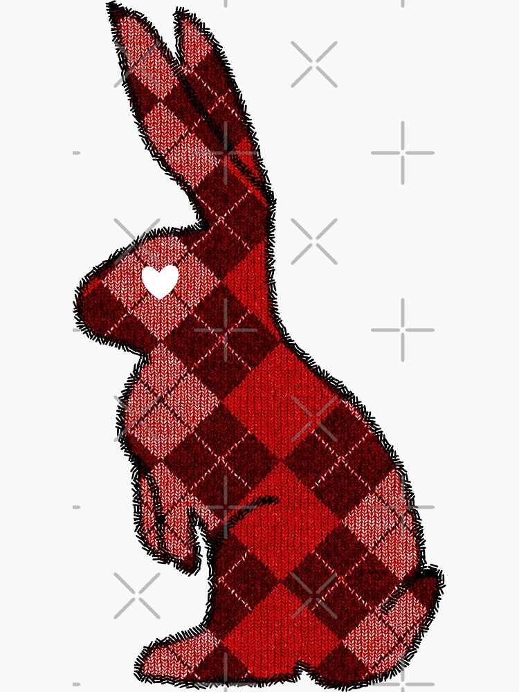 Red Argyle White Bunny Love by tinaschofield