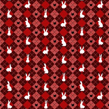 Artwork thumbnail, Red Argyle White Bunny Love by tinaschofield