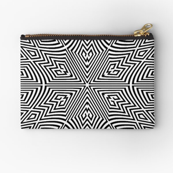 Pattern, Monochrome, Symmetrical Zipper Pouch