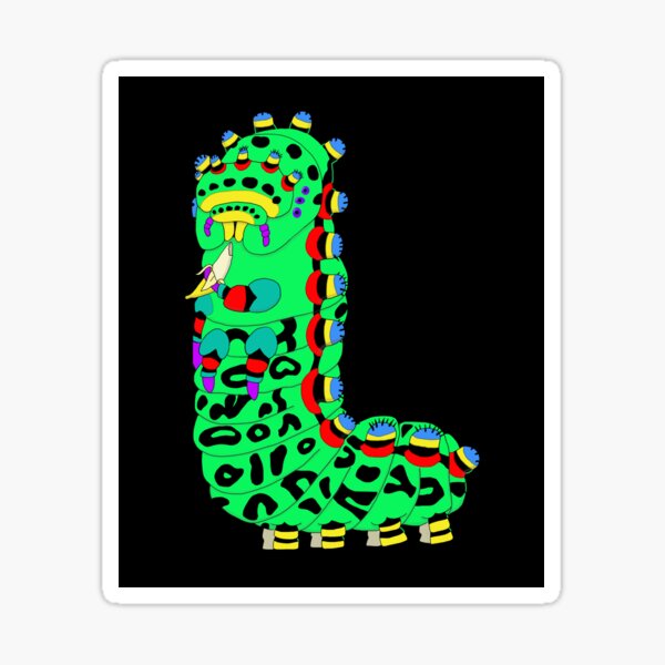 Silly Caterpillar eats banana Sticker