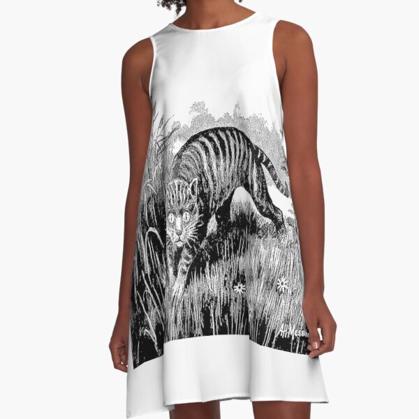 New Zealand History | The slinking form of a large grey cat. A-Line Dress