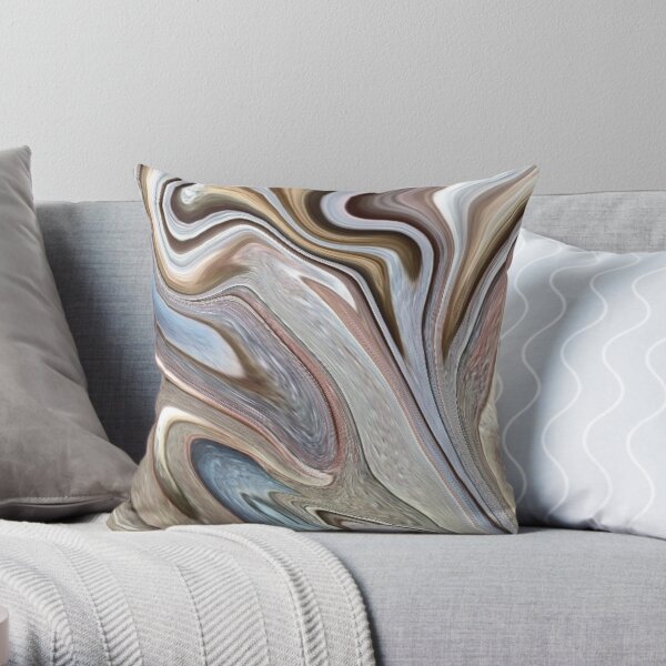 cool Abstract neutral Chocolate brown tan swirls pattern Throw Pillow