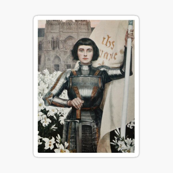Combative Joan of Arc in Armor Painting Sticker