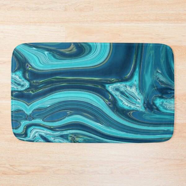 Item preview, abstract blue teal marble swirls mid century modern  designed and sold by LEILA ART SPACE.