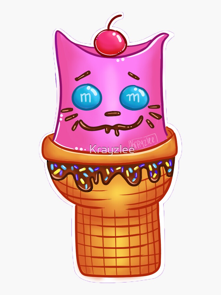 "Ice Cream Cat Cone " Sticker for Sale by Krayzlee Redbubble