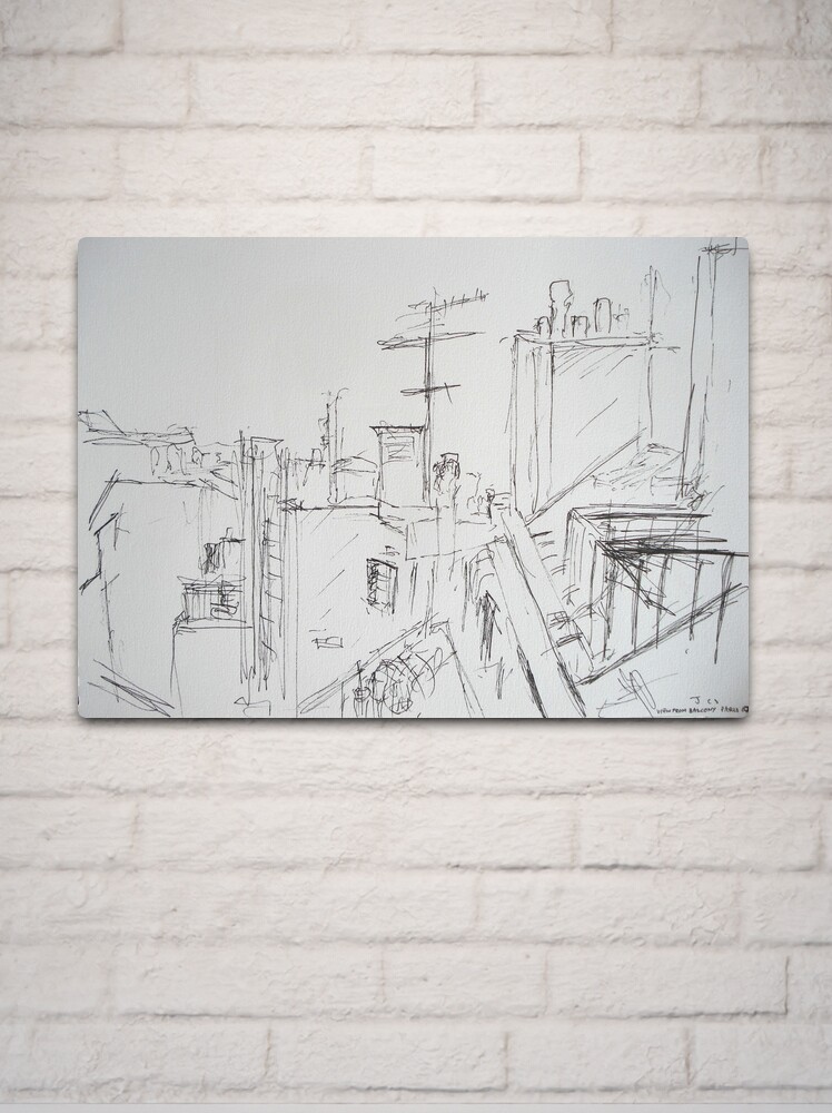Thumbnail 2 of 4, Metal Print, View from balcony, Paris designed and sold by Jon Stevenson.