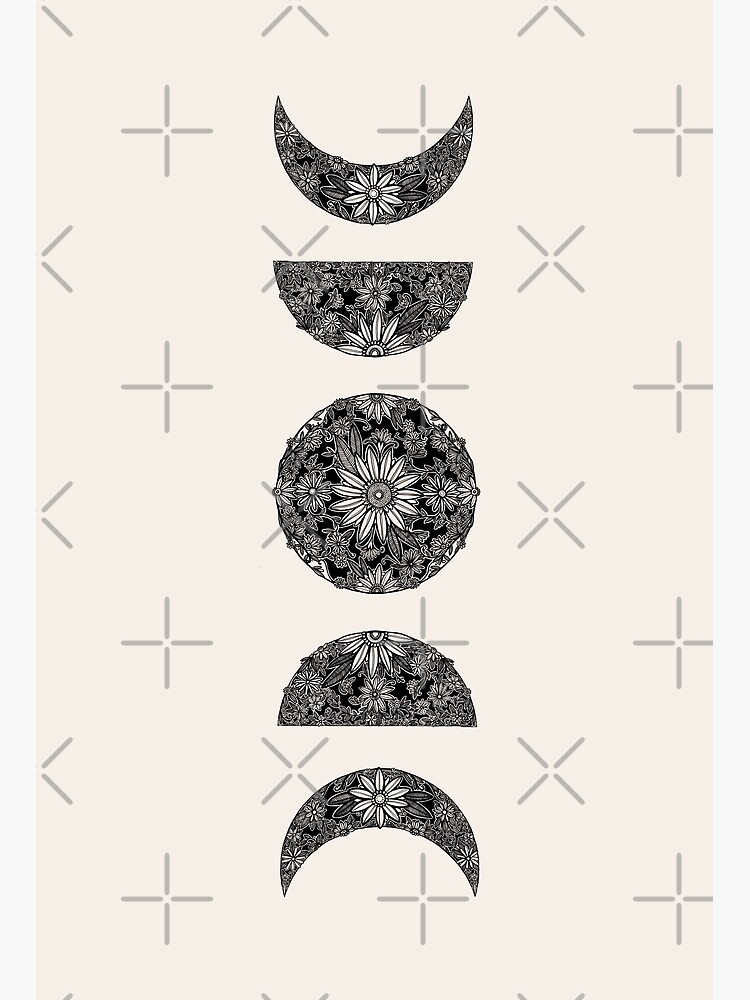 Floral Phases of the Moon Art Print