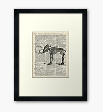 Mammoth Elephant Bones.Skeleton over a Antique Dictionary Book page Framed Print