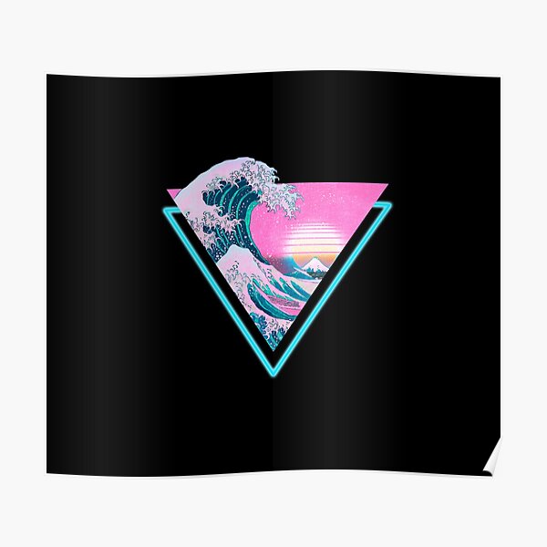 Vaporwave Aesthetic Great Wave Retro Triangle Poster