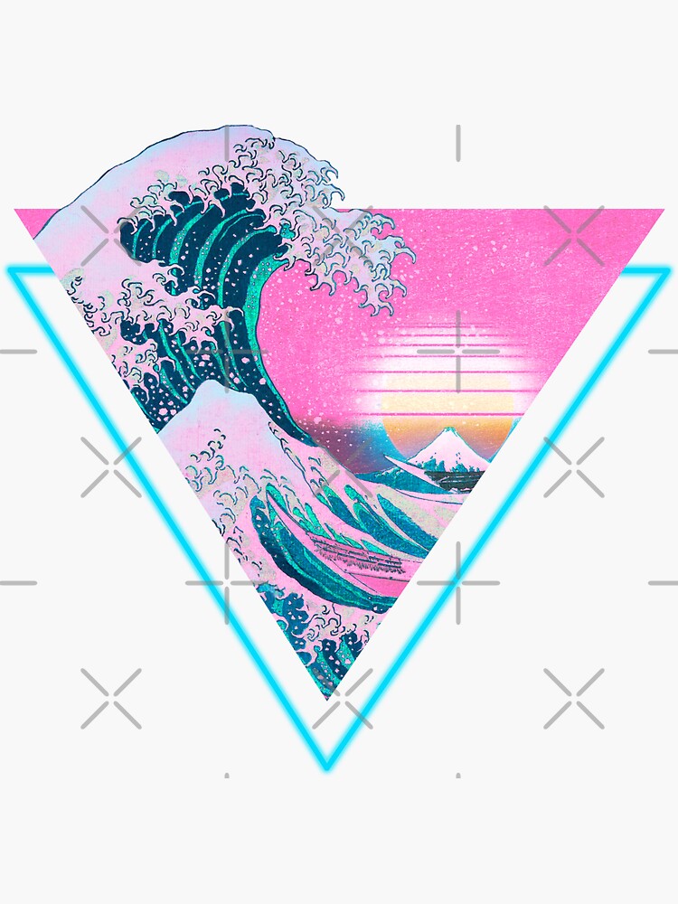 Vaporwave Aesthetic Great Wave Retro Triangle by CoitoCG