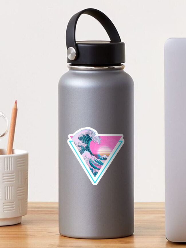 Thumbnail 1 of 3, Sticker, Vaporwave Aesthetic Great Wave Retro Triangle designed and sold by CoitoCG.