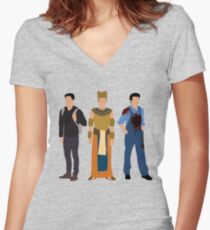 Rami Malek Tailliertes T-Shirt mit V-Ausschnitt