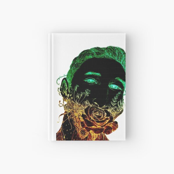 Beard flower, flower on mouth, kiss rose, sketch, handsome, guy, trending, bouquet, orange green, first kiss, first crush, awkward, popular, famous, best selling, top selling, highly recommended Hardcover Journal