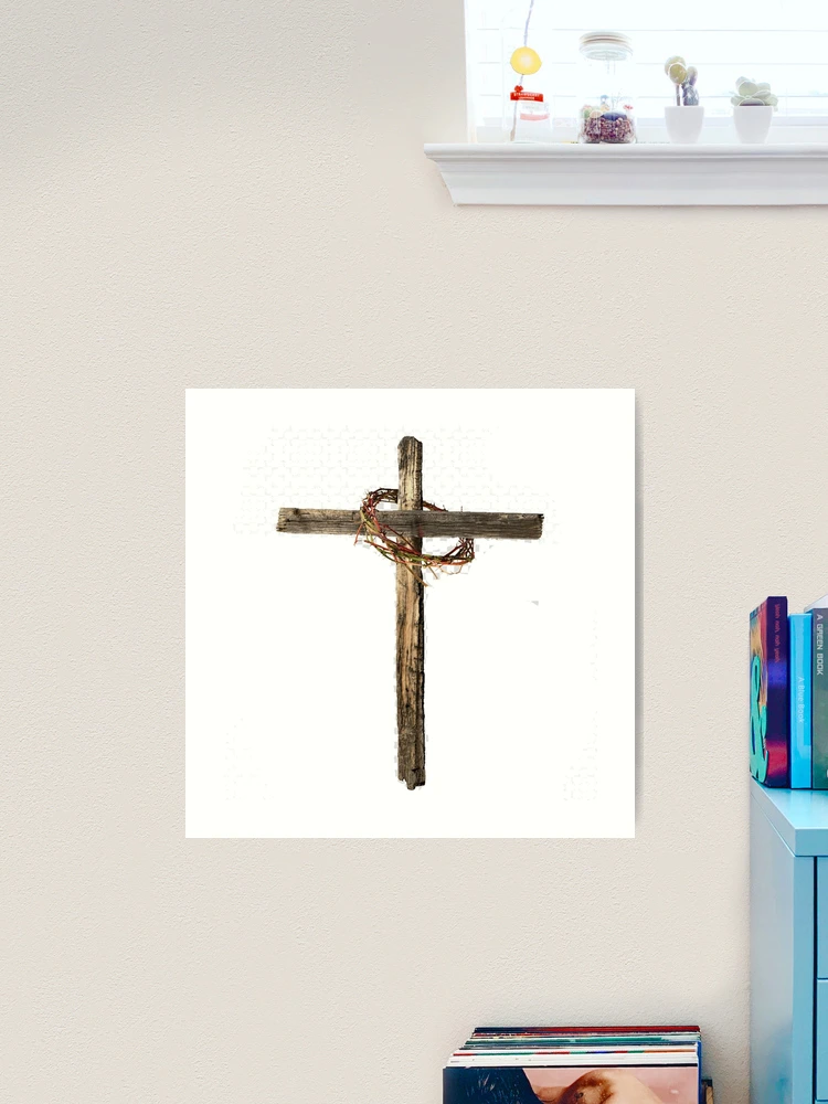 Wooden Christian Cross With a Crown of Thorns Art Board Print for Sale by  Rowena Jones