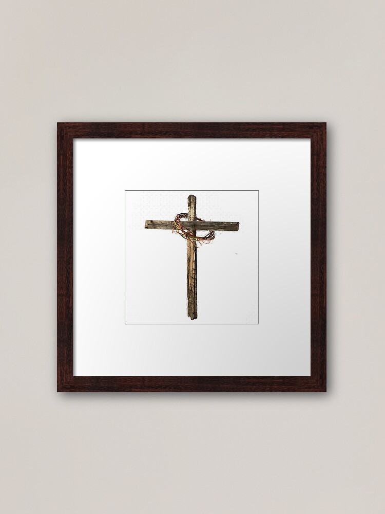 Wooden Christian Cross With a Crown of Thorns Art Board Print for