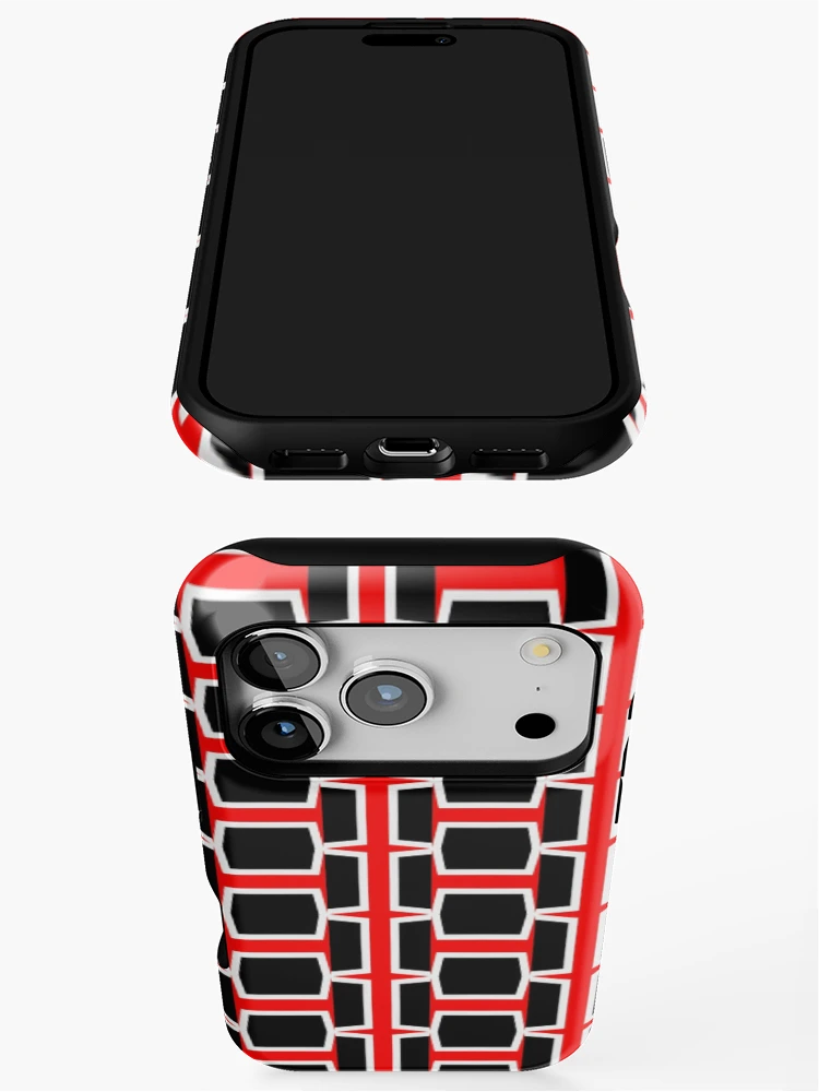Thumbnail 3 of 4, iPhone Case, Red Abstract Pattern designed and sold by Poetic Patterns Studio.