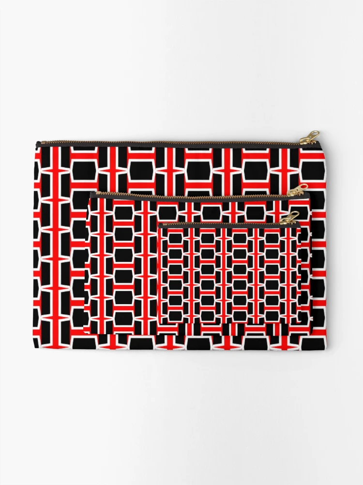 Thumbnail 2 of 4, Zipper Pouch, Red Abstract Pattern designed and sold by Poetic Patterns Studio.