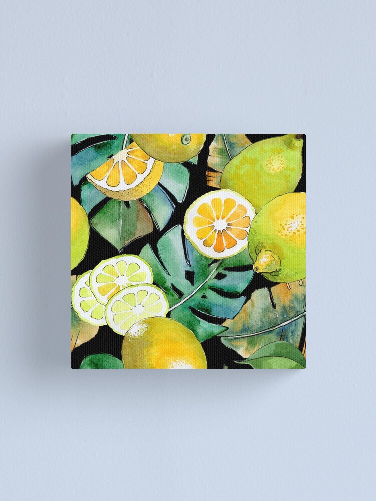 Alternate view of Citrus Fruit on Black Canvas Print