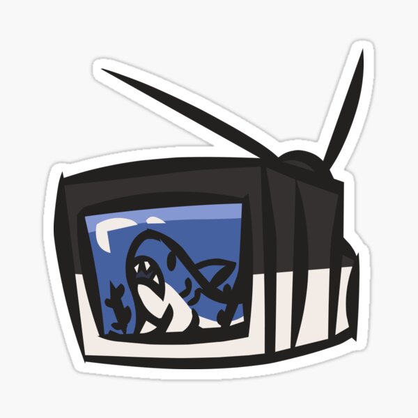 Channel Mono Shark TV Head (Blue) Sticker