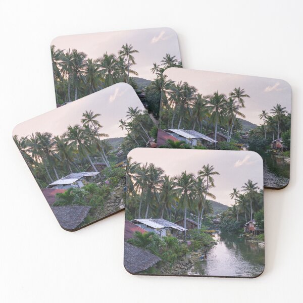 Item preview, Sunrise over rural village in jungle designed and sold by oswaze.