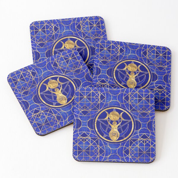 Item preview, Triple Moon - Goddess -Lapis Lazuli and Gold designed and sold by k9printart.