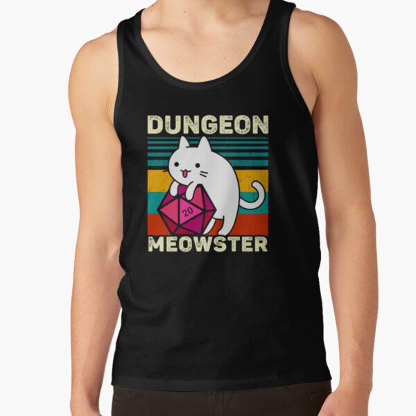 Dungeon Meowster Funny DnD Gamer Cat D20 Tank Top