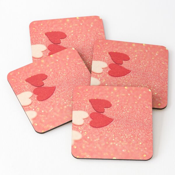 Item preview, Hearts over pink abstract background with bokeh defocused lights designed and sold by anytka.