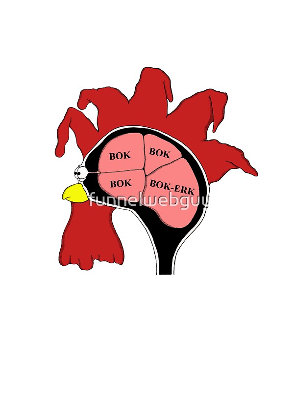 "Chicken Brain" Stickers by funnelwebguy Redbubble