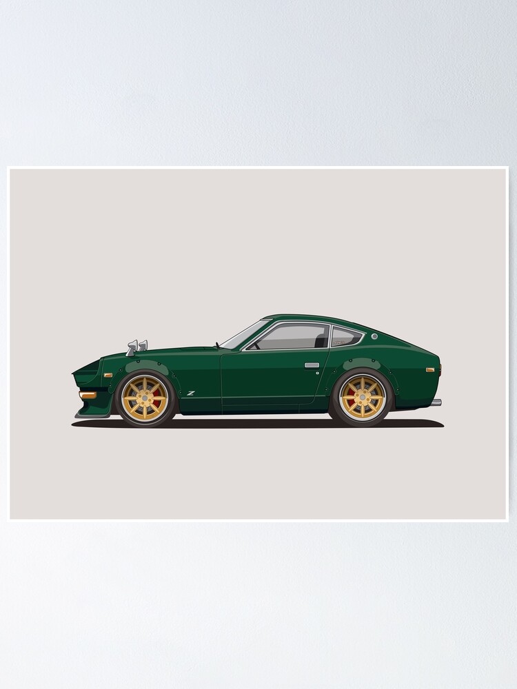 Legendary Classic Green Datsun 240z Fairlady Vintage Retro Cool Jdm Car Wall Art And T Shirts Poster By Automoteez Redbubble