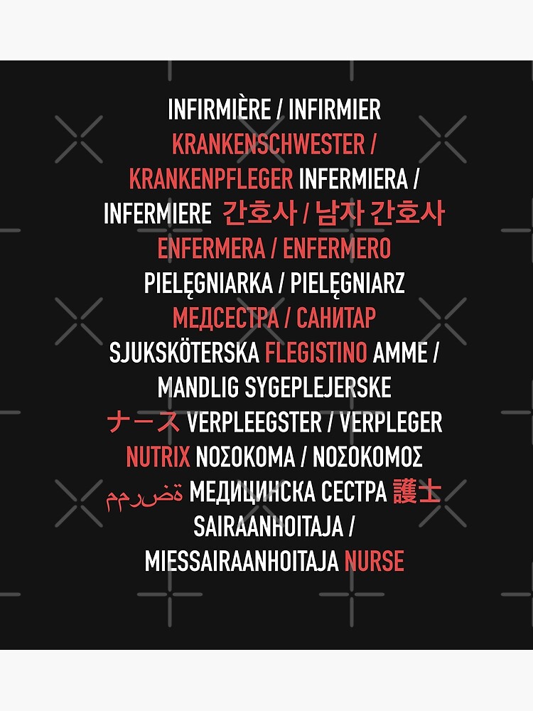 falme Hus hånd Nurse in Different Languages (Male and Female)" Poster for Sale by  isstgeschichte | Redbubble