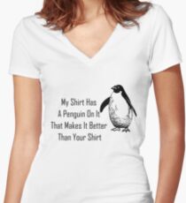 Penguin Women's Fitted V-Neck T-Shirt