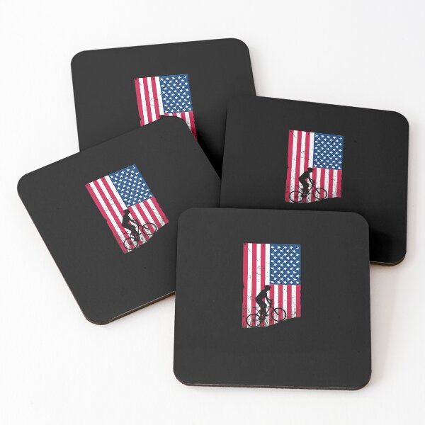 Item preview, USA mountain biking on distressed USA flag designed and sold by Gerald Waters.