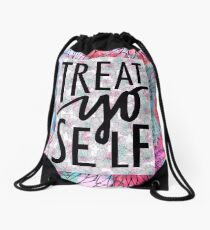 Treat Yo Self Parks and Recreation Drawstring Bag