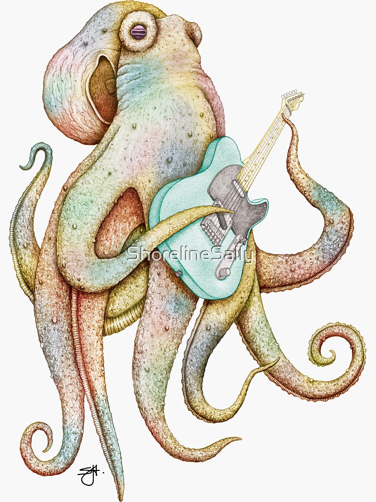 POLAH - the axe wielding Octopus (on Aqua) by ShorelineSally