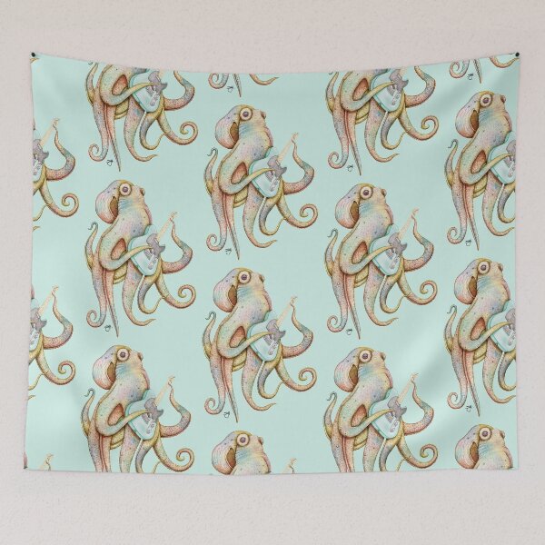 Item preview, POLAH - the axe wielding Octopus (on Aqua) designed and sold by ShorelineSally.