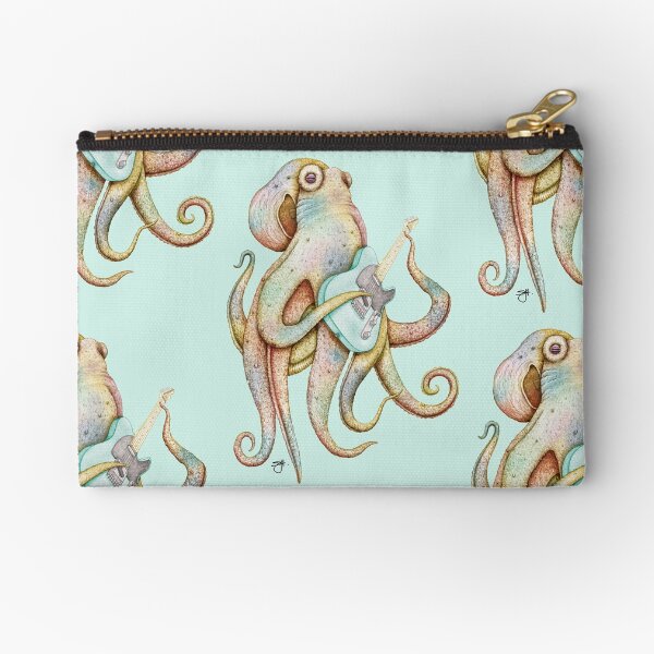POLAH - the axe wielding Octopus (on Aqua) Zipper Pouch