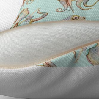 Alternate view of POLAH - the axe wielding Octopus (on Aqua) Floor Pillow