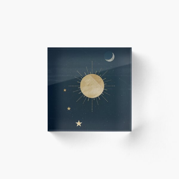 Moon, Sun, and Stars Acrylic Block