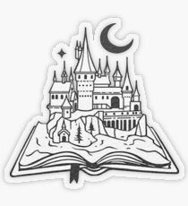 The castle out of the book - Drawing - B&W Transparent Sticker