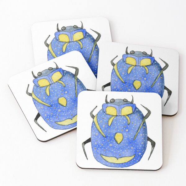 Item preview, Big blue and yellow Insect  | traditional watercolor art designed and sold by alisonsadler.