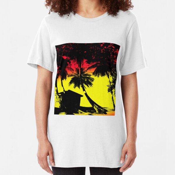 Sandy Lane Beach and Palm Trees Barbados Slim Fit T-Shirt