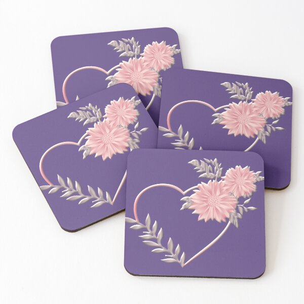 Item preview, Flowers and Heart Pink and Gray designed and sold by Paula Helit.
