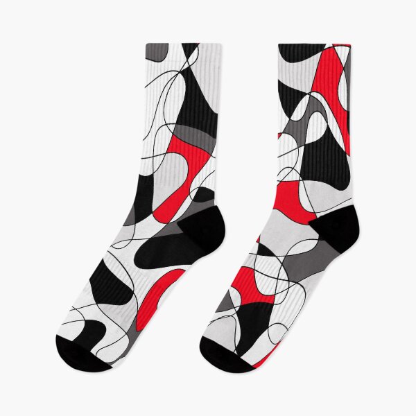 Item preview, Abstract geometric pattern - red, gray, black and white. designed and sold by K.S ART.