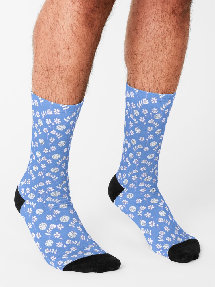 Alternate view of Floral waves in French blue  Socks